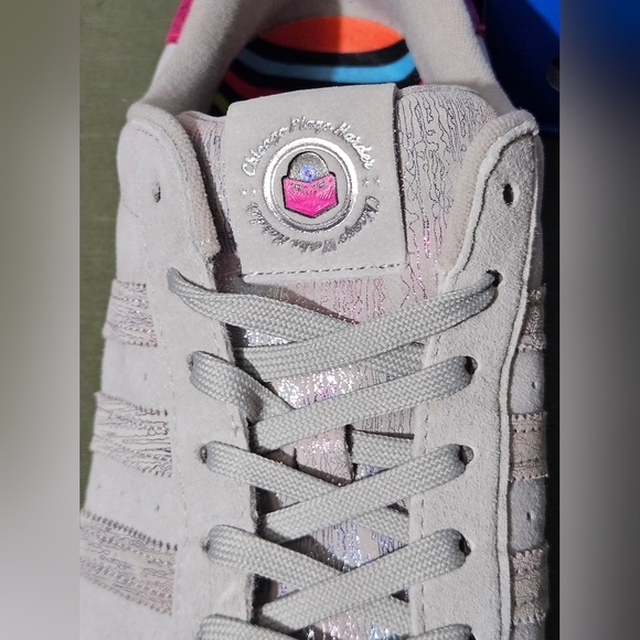 Adidas Superstars ASW Women's Gray suede Sneakers with Pink Sole - Picture 13 of 14